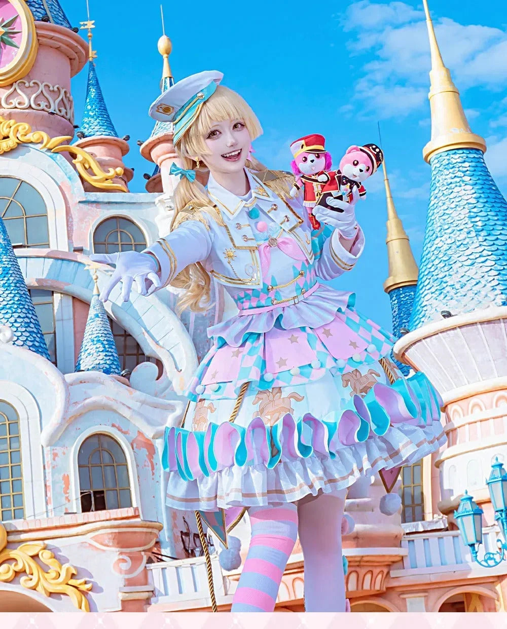 Anime BanG Dream! Kokoro Tsurumaki Cosplay Costume Dress Hat Glove Coat Hat Props Full Set Halloween Sweet Woman Lolita Uniform