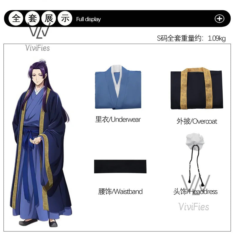 Maomao Jinshi Cosplay Costume Kusuriya no Hitorigoto The Apothecary Diaries Jinshi Wig Hanfu Green Uniform Kimono Headress Suit