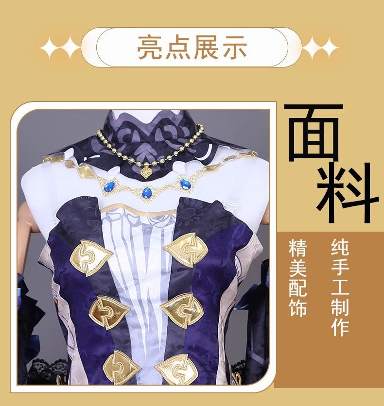 Genshin Impact Navia Cosplay Costumes Navia Caspar Wig Sunglasses Full Set High-end Fancy Dress Women Clothes