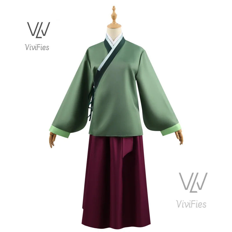 Maomao Jinshi Cosplay Costume Kusuriya no Hitorigoto The Apothecary Diaries Jinshi Wig Hanfu Green Uniform Kimono Headress Suit