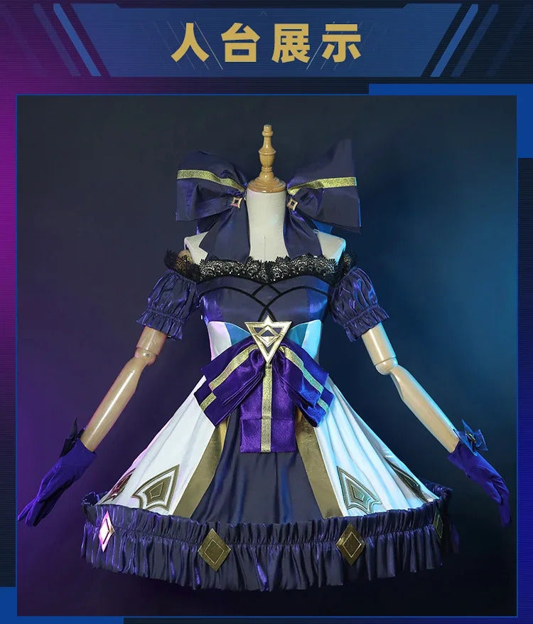 Shusheng-R LOL Gwen Cosplay Costume Dark Gothic Style Ruined Doll Outfit League Legends Cos Women Halloween Party Dress Custom