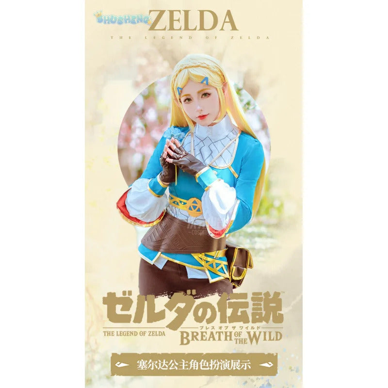 Game Princess Zelda Cosplay Costume Halloween Roleplay Masquerade Woman Accessories Wig Ears Complete Set