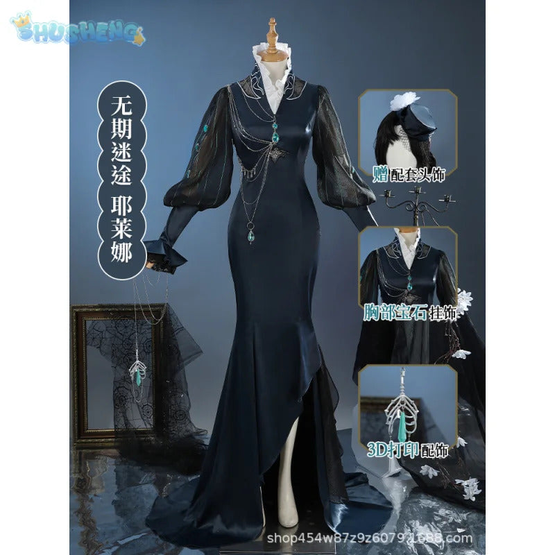 Shusheng-R Game Path to Nowhere MBCC-S-016 Cosplay Jelena Costume Halloween Party Sexy Black Long Dress Accessories Props Women's Uniform