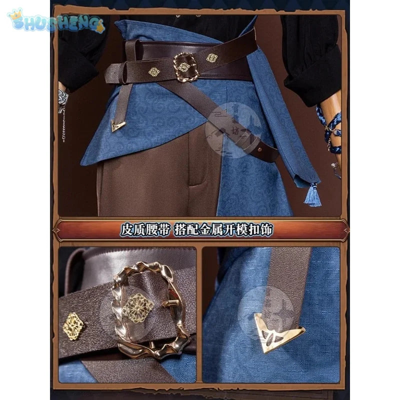 Shusheng-R Identity V Composer Cosplay Frederick Kreiburg Costume Shirt pants belt accessorie prop Halloween party fashion men women set