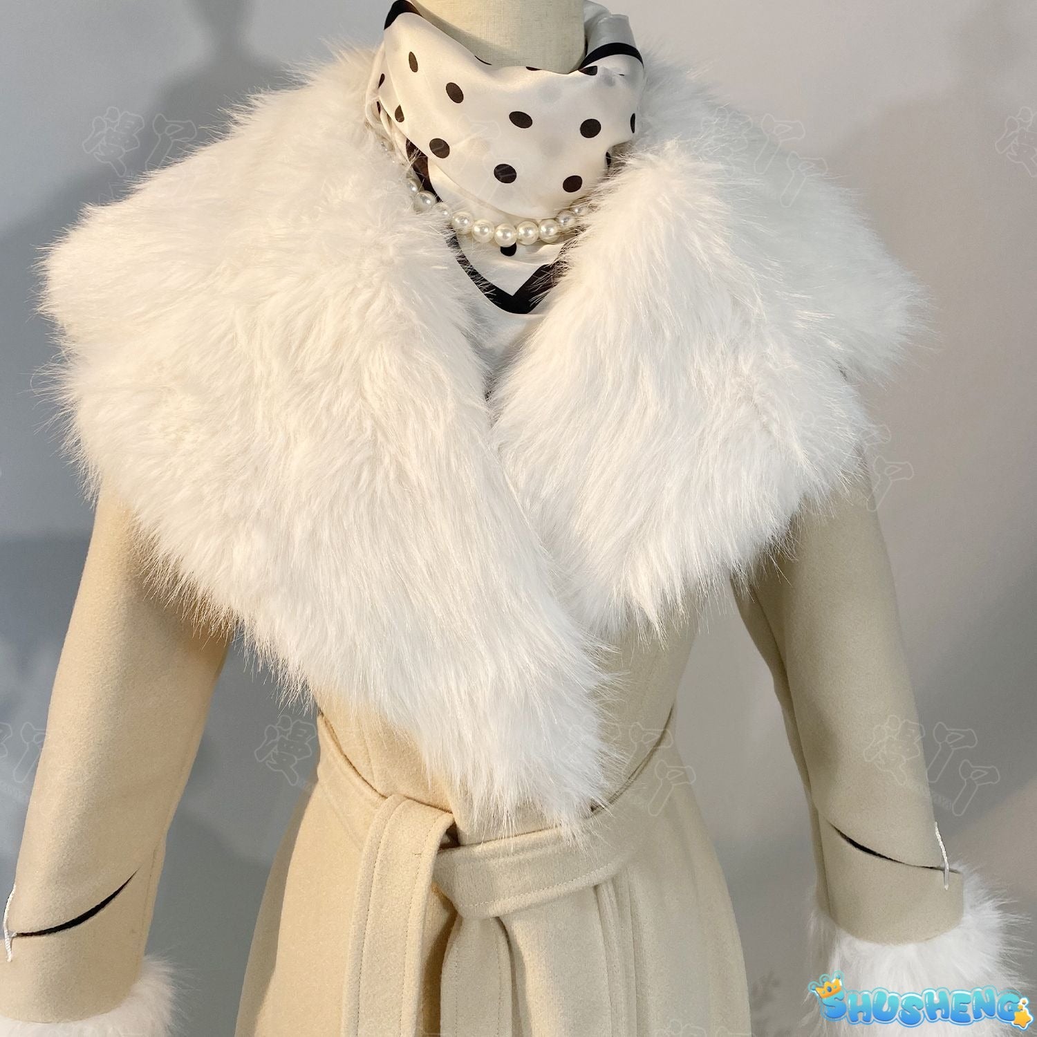 Evelyn Mora Cosplay Game Identity ⅤMs. Farrow Cosplay Costume Woman Coat Scarf Necklace Gloves Outfit Set for Women Clothing