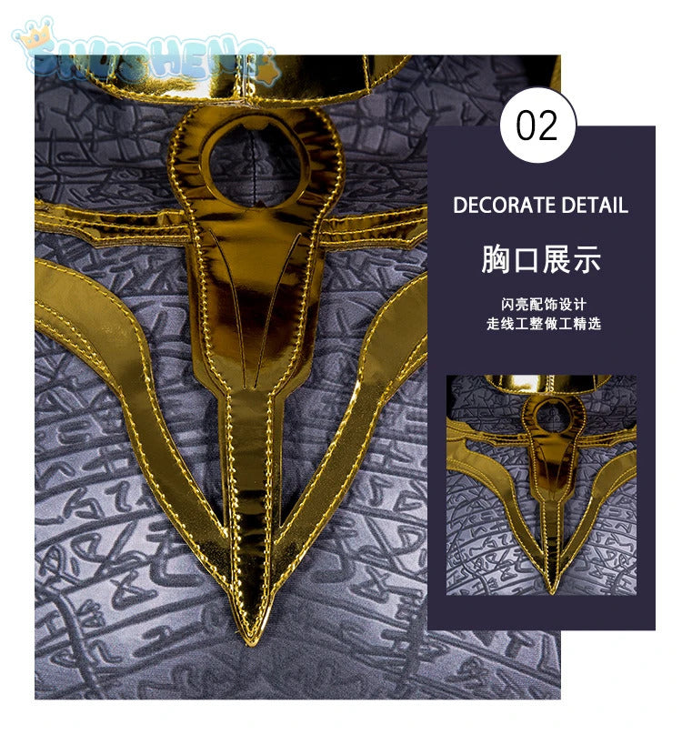 Movie Black Adam Cosplay Teth-Adam Costume Doctor Cos Fate Jumpsuit Headwear Cloak Halloween Party Men Combat Uniform Set