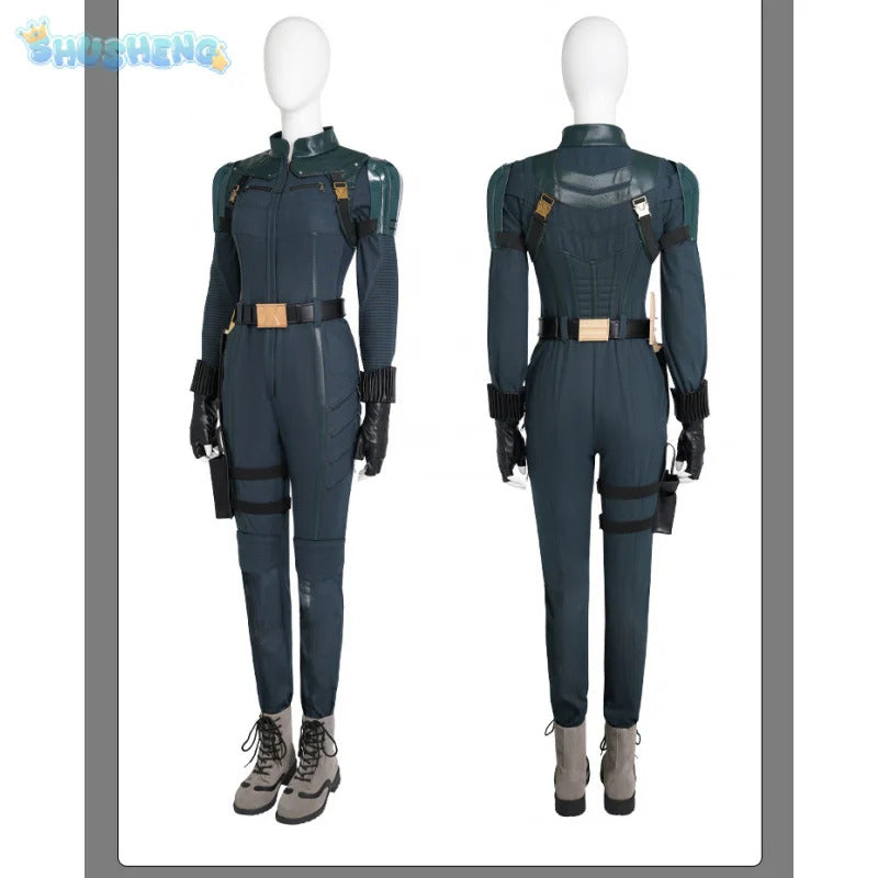Shusheng-R Black Widow Thunder Cos bolts Yelena Belova Cosplay White Widow Costume Women jumpsuit shoes belt gloves Halloween full set