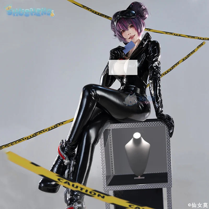 GODDESS OF VICTORY: NIKKE Quency Kansi Escape Queen Cosplay Costume Sexy black leather jumpsuit prop accessory Halloween set