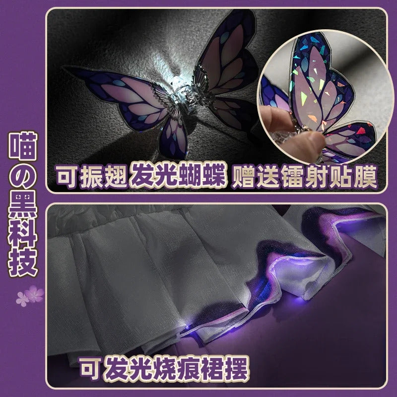 Honkai Star Rail Castorice Cosplay Costume Dress Headwear Luminous Butterfly Props Halloween Party for Women Girls Carnival