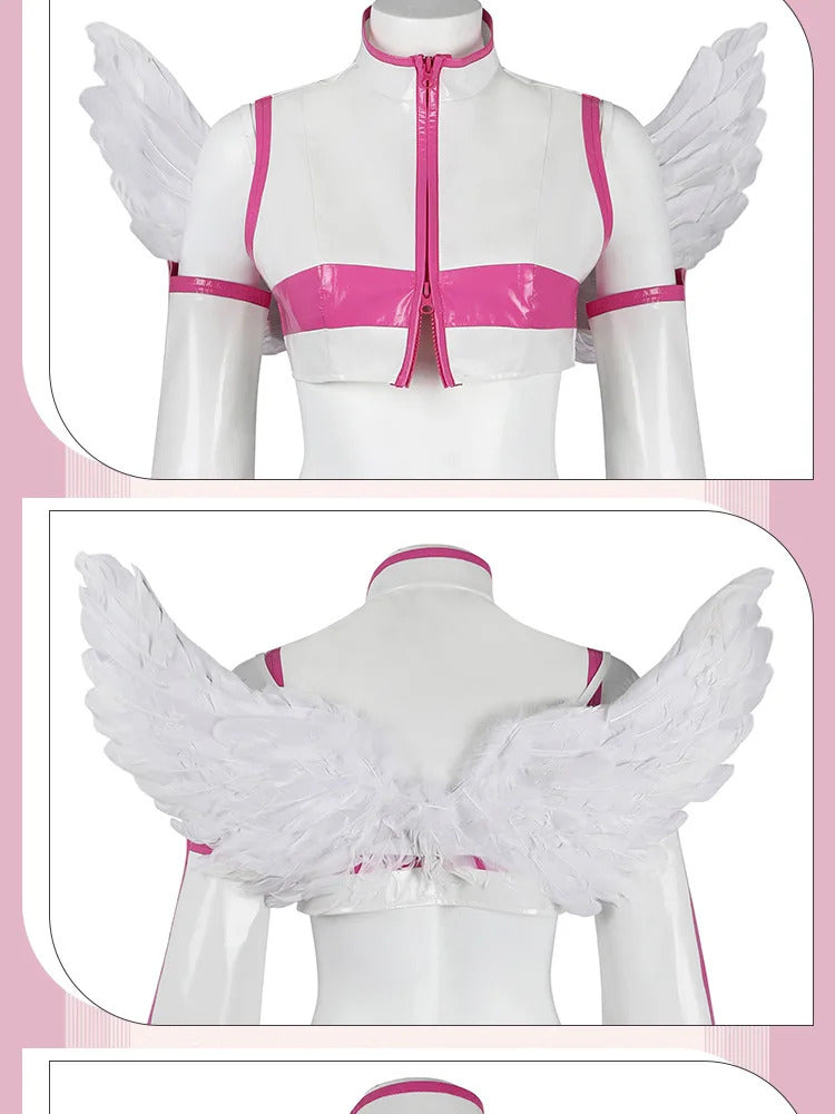 Lilysa Amano Liliel Cosplay Costume Wig Skirt Anime 2.5 Dimensional Seduction Uniform Wings Headwear Halloween Party for Women
