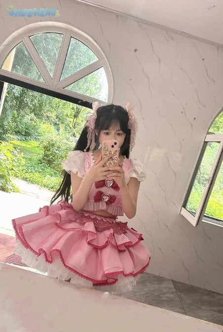 Hinamori Amu Anime Shugo Chara Cosplay Costume Wig skirt support accessories Halloween Christmas adult gift Cute Pink Lolita set