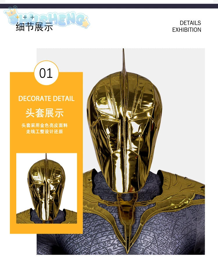 Movie Black Adam Cosplay Teth-Adam Costume Doctor Cos Fate Jumpsuit Headwear Cloak Halloween Party Men Combat Uniform Set