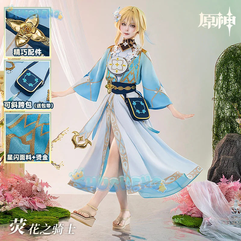 Genshin Impact Lumine Cosplay Costume The Knight of Flowers Uniform Halloween Carnival Party Christmas Play Role Clothing