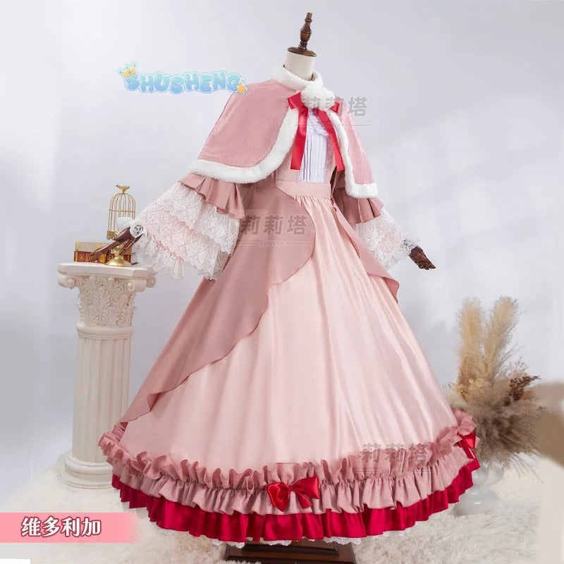 Victoric de Blois Cosplay costume Wig Anise Gosick Pink Dress Maid Lola Uniform Cloak hairpin Halloween Party Girls Women