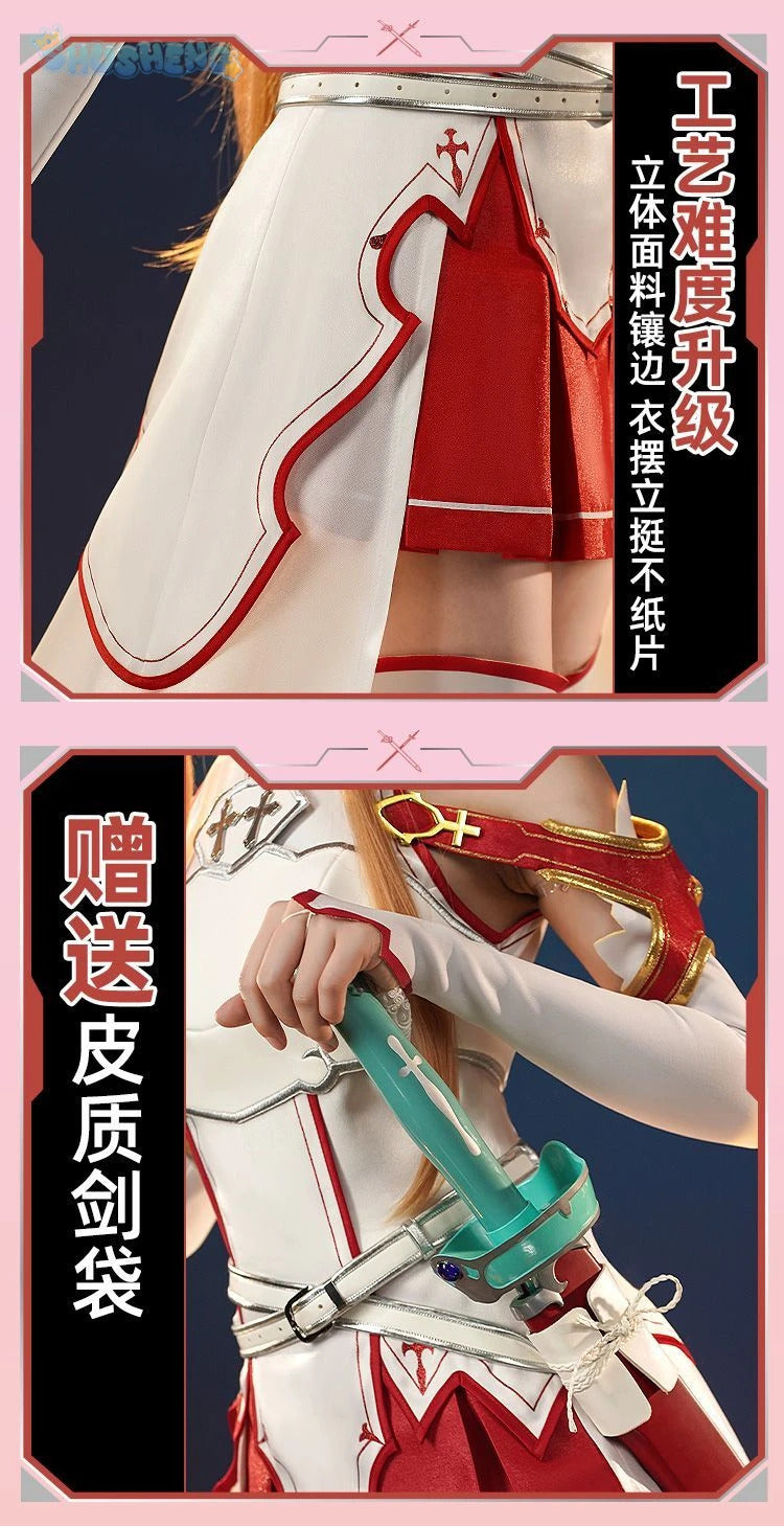 Yuuki Asuna Cosplay Anime Sword Art Online Yūki Asuna Cosplay Costume Woman Roleplay Halloween Uniforms Sets Wig Shoes Dress