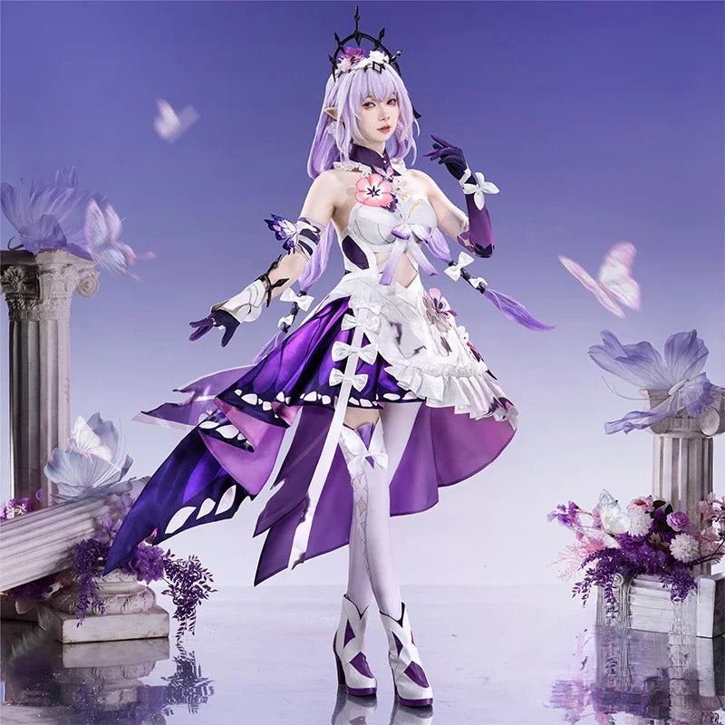 Honkai Star Rail Castorice Cosplay Costume Dress Headwear Luminous Butterfly Props Halloween Party for Women Girls Carnival