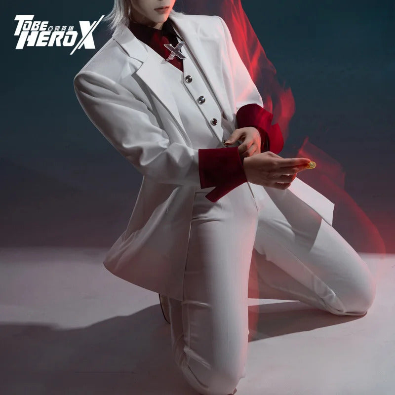 Anime To Be Hero X Cosplay Costume Hero X Uniform White Suit Orange Glasses Tie Halloween Party for Women Men Props