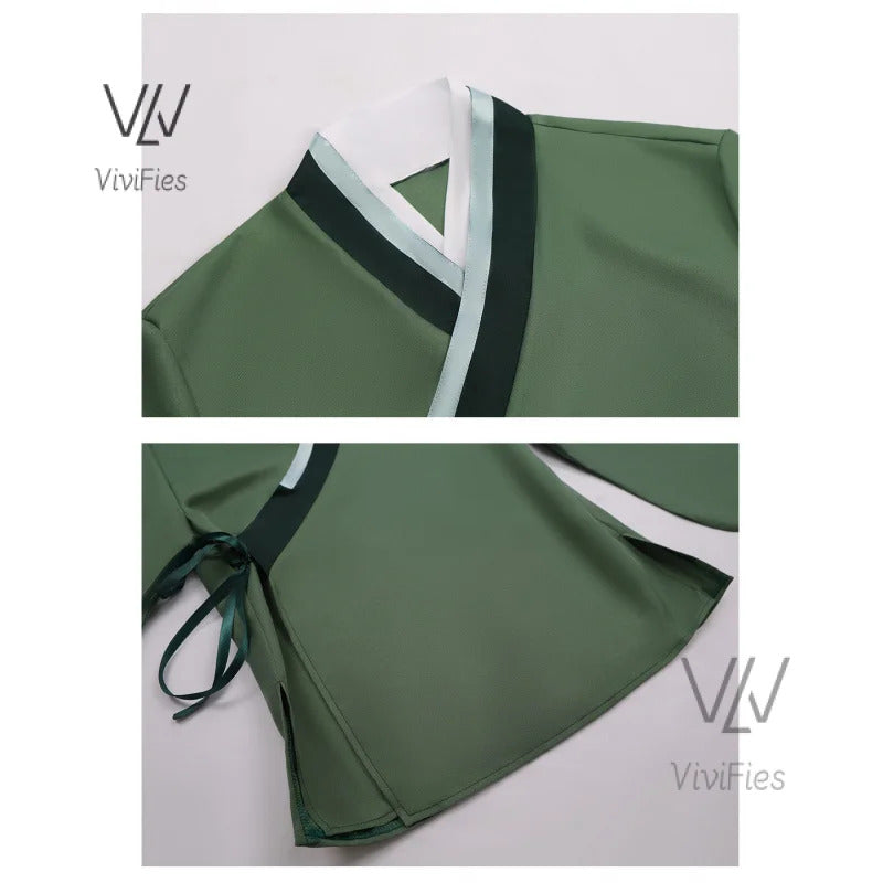 Maomao Jinshi Cosplay Costume Kusuriya no Hitorigoto The Apothecary Diaries Jinshi Wig Hanfu Green Uniform Kimono Headress Suit