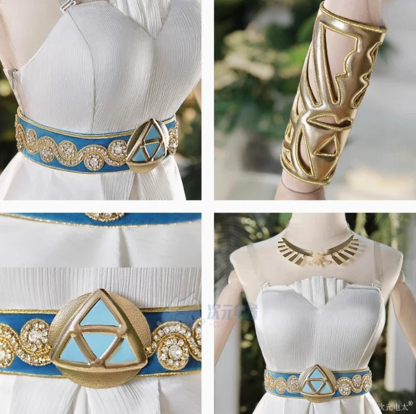 Game Zelda: Breath of the Wild Zelda Cosplay Costume Dress Belt Earrings Necklace Glove Set Halloween Party Sexy Women Uniform