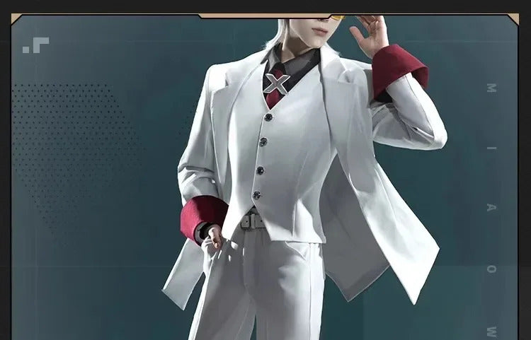 Anime To Be Hero X Cosplay Costume Hero X Uniform White Suit Orange Glasses Tie Halloween Party for Women Men Props