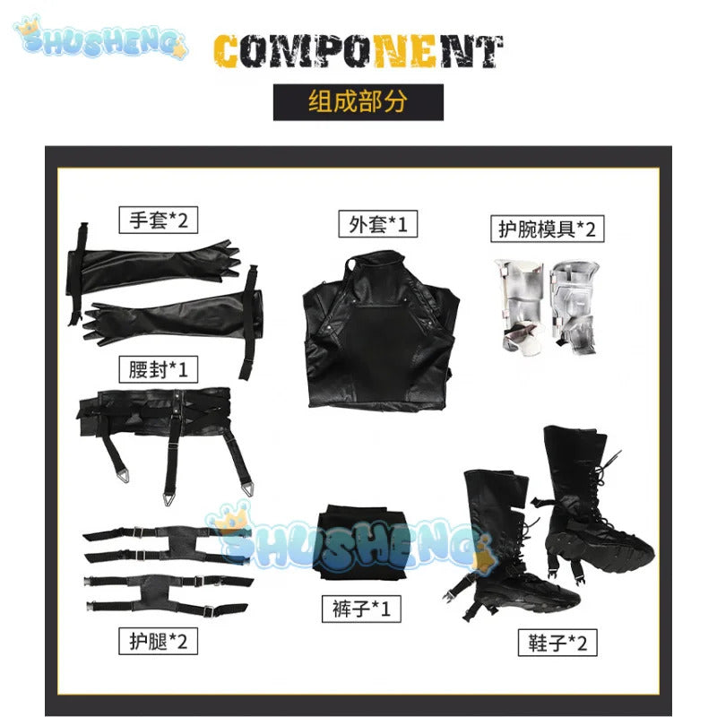 FF7 Sephiroth Cosplay Final Fantasy VII Costume Black Coat and Accessories Halloween Party Handsome Uniform youth Sephiroth Set