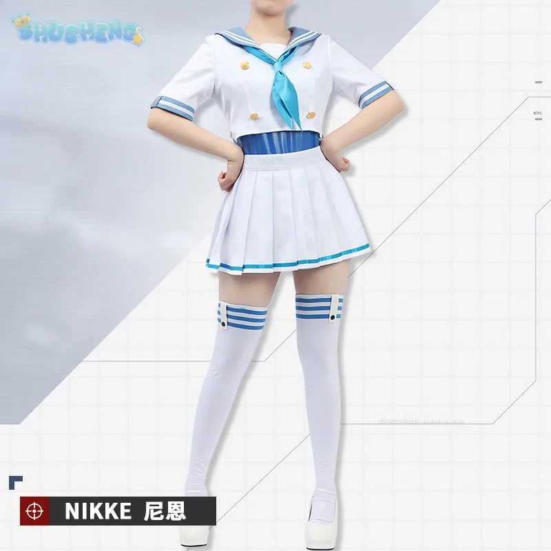 Shusheng-R NIKKE:The Goddess of Victory Neon: Blue Ocean Cosplay Costume Halloween Sweet Sailor Uniform JK Dress Accessories Prop Woman Set