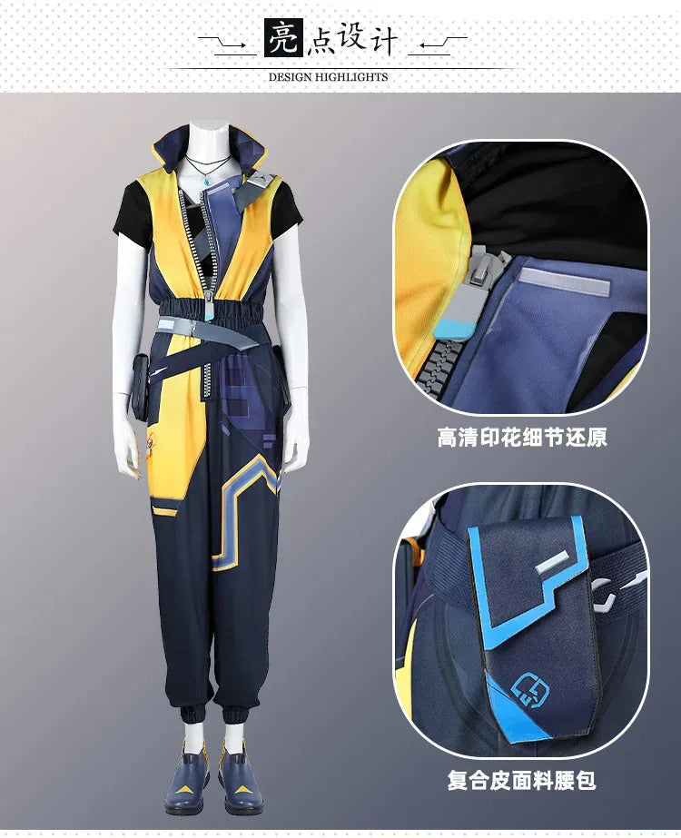 Game Waylay VALORANT Cosplay Costume Jumpsuit backpack waist bag necklace ear clip set Halloween casual for men women uniform