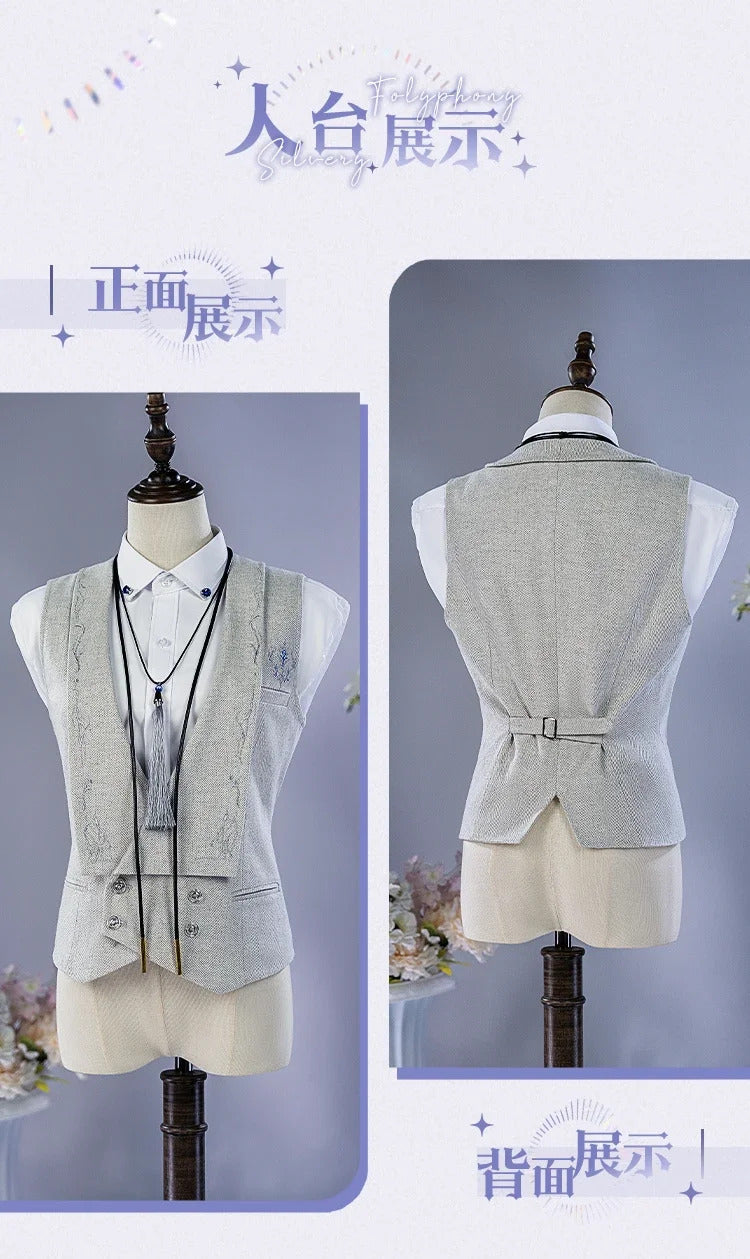 Game Love And Deepspace Xavier Cosplay Costume Silver Polyphony Waterfall Sonata Uniform Halloween Party Women Carnival Outfit