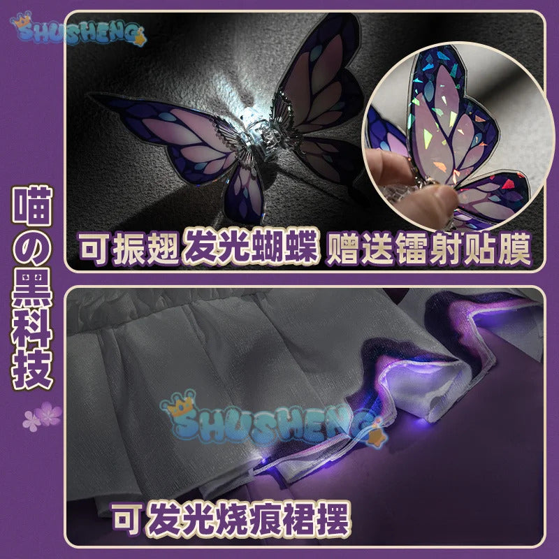Honkai Star Rail Castorice Cosplay Costume Dress Headwear Luminous Butterfly Props Halloween Party for Women Girls Carnival