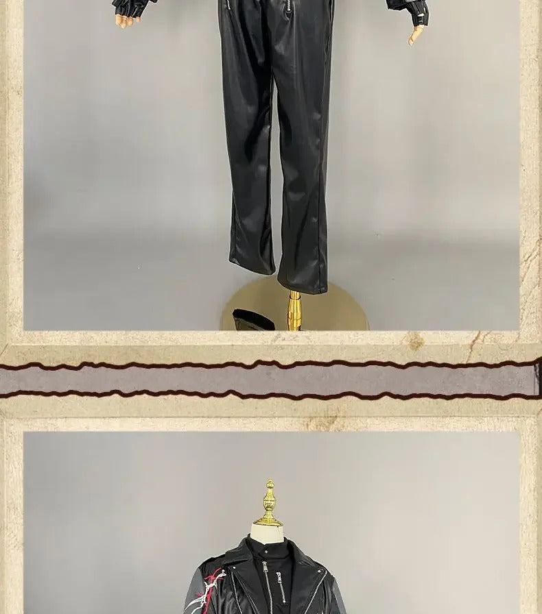 Love and Deepspace Sylus Cosplay Visitors from another world Costume Halloween Carnival Fashion Leather Props Uniform Sylus Set