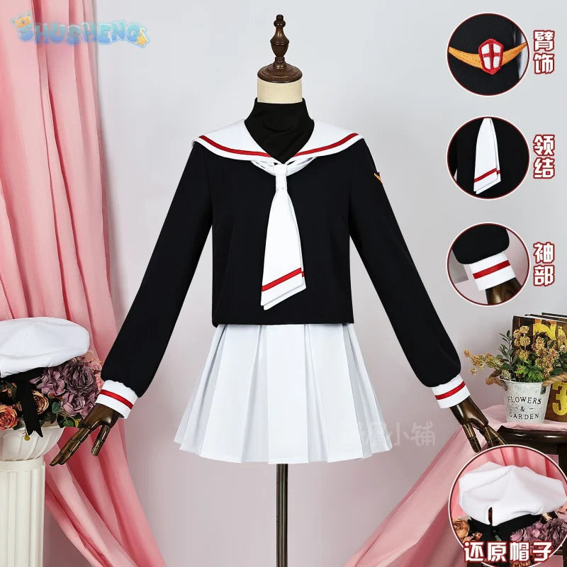Shusheng-N Daidouji Tomoyo Cardcaptor Sakura CCS Cosplay Costume Halloween party Top skirt women JK dress set sweet sailor campus uniform