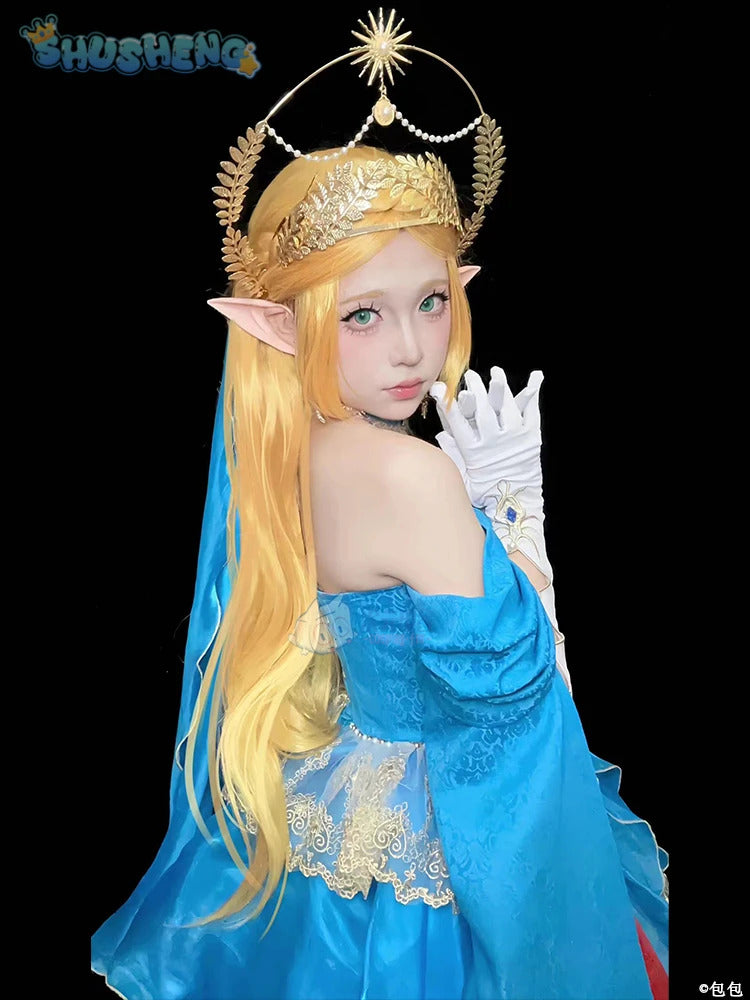 Zelda Cosplay Costume Halloween party wig Elf ears Accessories gorgeous cute Lolita dress Zelda princess Woman set