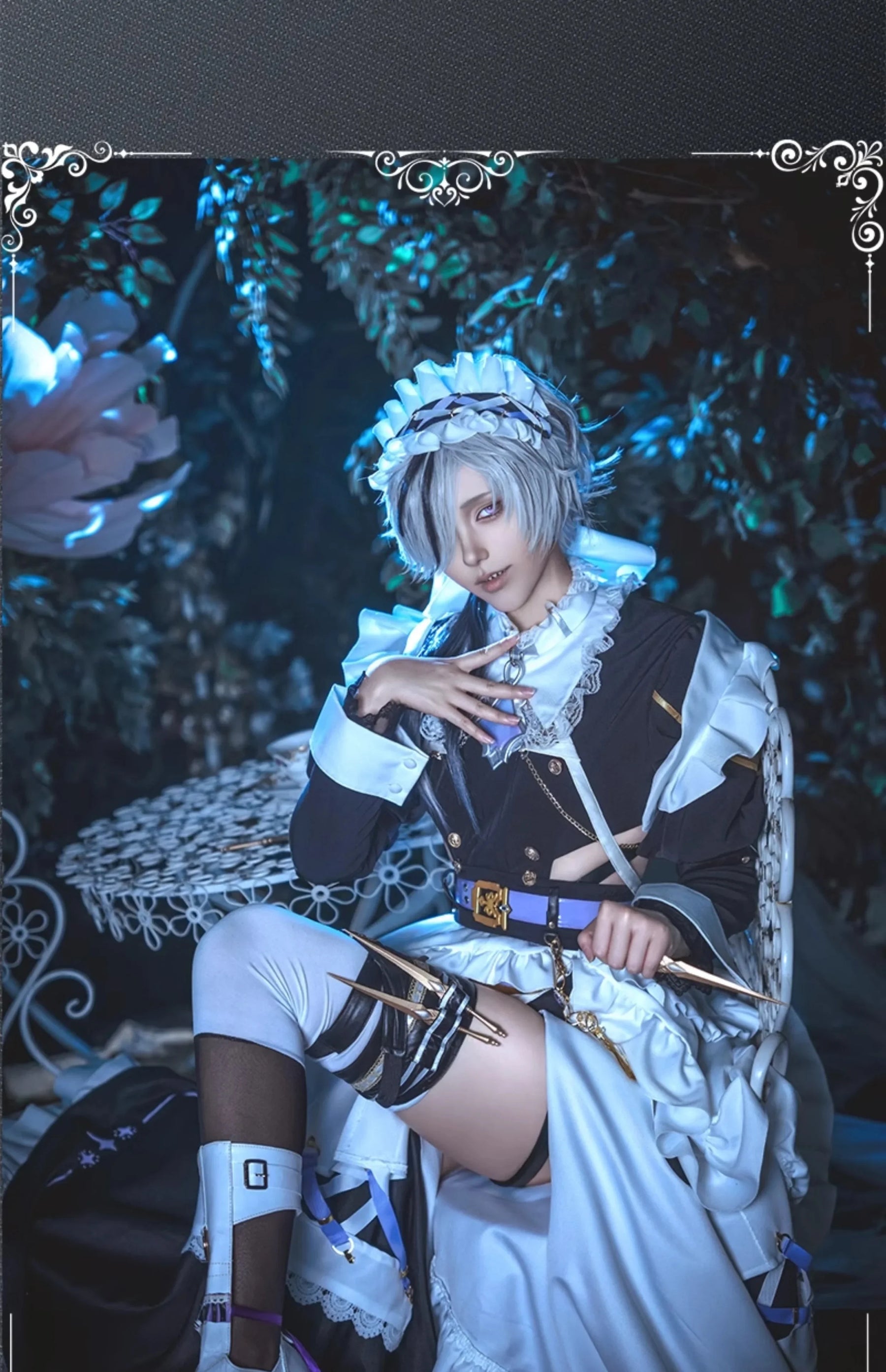 Game Nu: Carnival Blade Cosplay Costume Halloween Carnival Sweet Maid Dress Accessories Prop Set Woman Man Lolita Blade Uniform