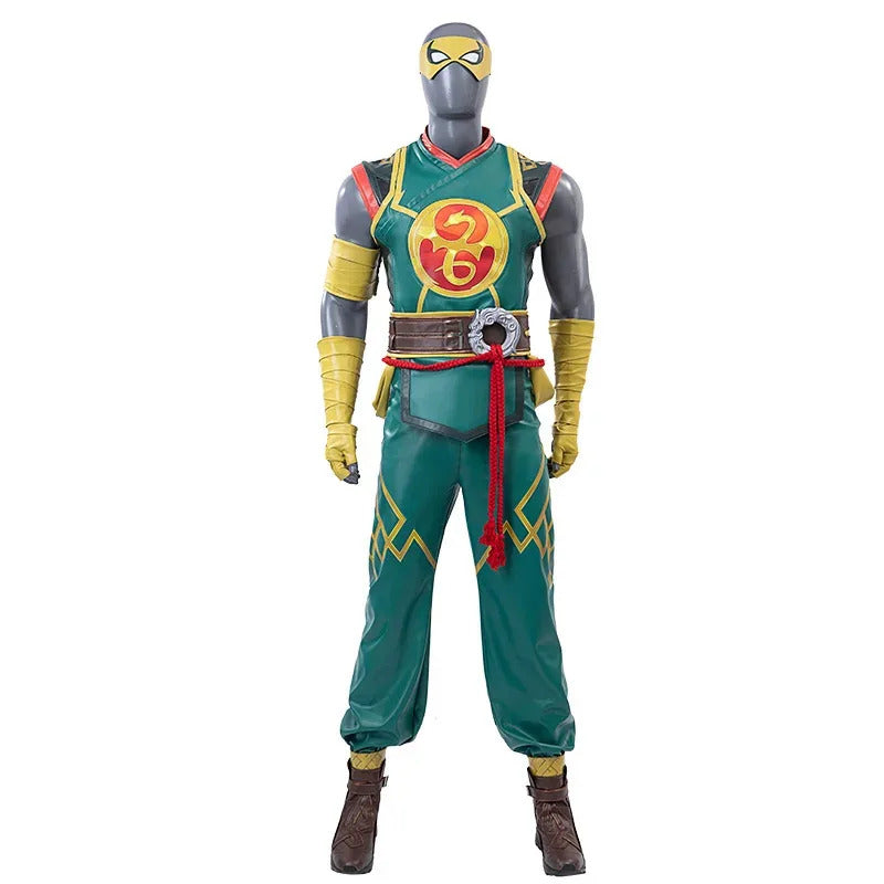 Game Iron Fist Cosplay Rivals Costume Vest gloves belt, mask shoe set Halloween party men's fantasy Iron Fist uniform XS-XXXL