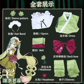 New Mikuu Matcha Sakura Green Cosplay Costume Parfait Apron Long and Wide Sleeved Dress Girl Kimono Wig Women Birthday Party Gift
