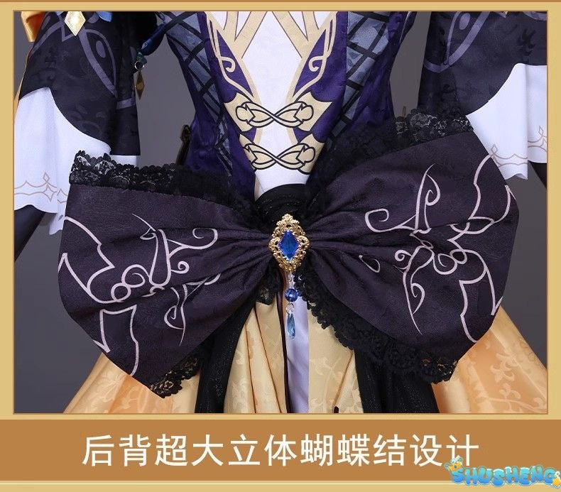 Genshin Impact Navia Cosplay Costumes Navia Caspar Wig Sunglasses Full Set High-end Fancy Dress Women Clothes