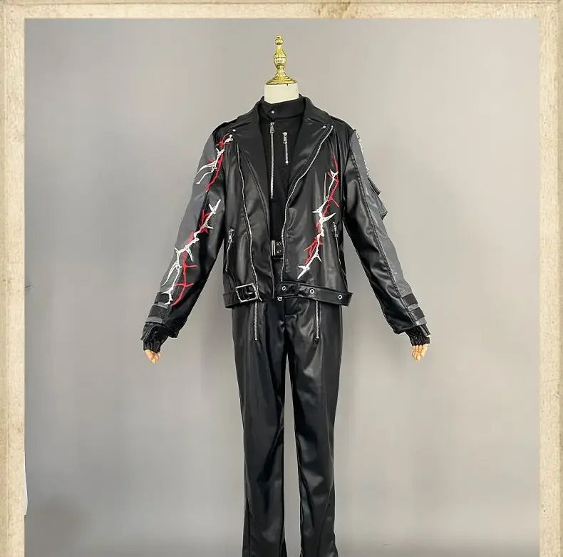 Love and Deepspace Sylus Cosplay Visitors from another world Costume Halloween Carnival Fashion Leather Props Uniform Sylus Set