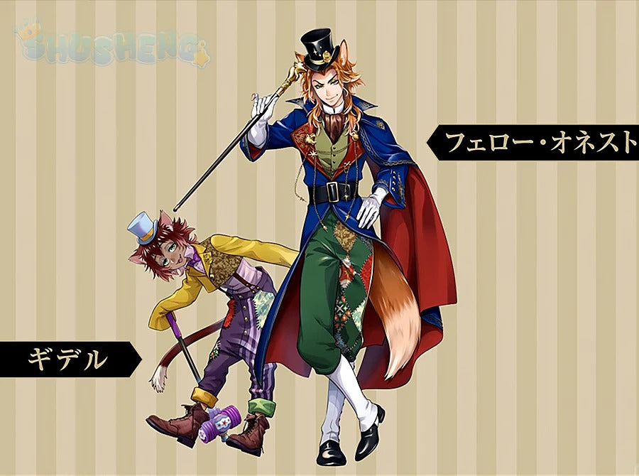 Game Twisted Wonderland Cosplay Gidel playfulland Costume hat, tail, Coat, Halloween party handy Woman Men Gidel uniform