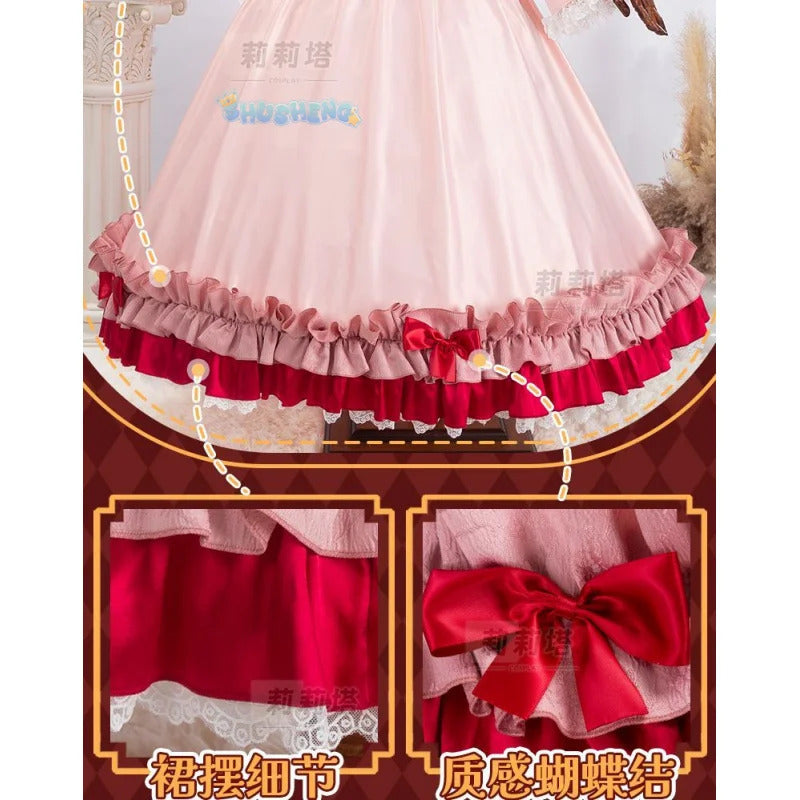 Victoric de Blois Cosplay costume Wig Anise Gosick Pink Dress Maid Lola Uniform Cloak hairpin Halloween Party Girls Women