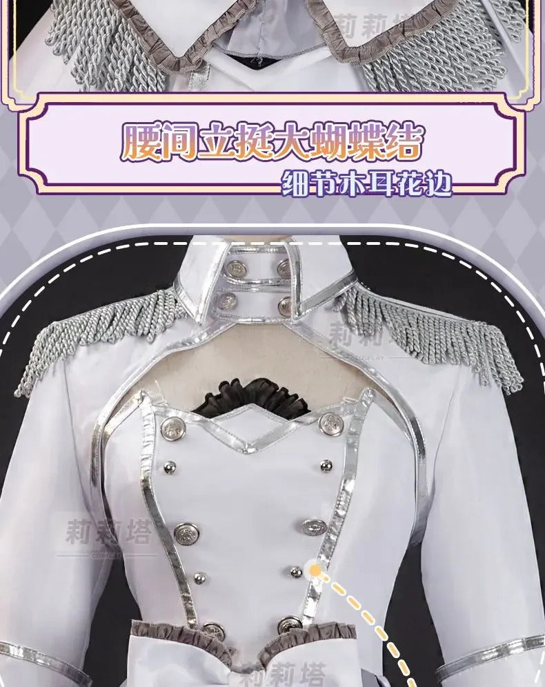 Shusheng-R Tokisaki Kurumi Nightmare Cosplay DATE A LIVE The White Queen Costume Halloween Party Lolita Dress Wig Props Women's Sweet Set