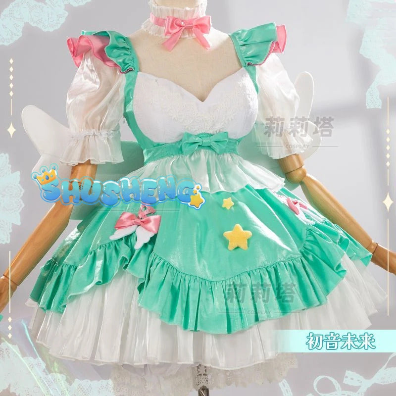 Miku cosplay cute princess Loli dress Miku wig play a full set of dresses for Christmas and Halloween