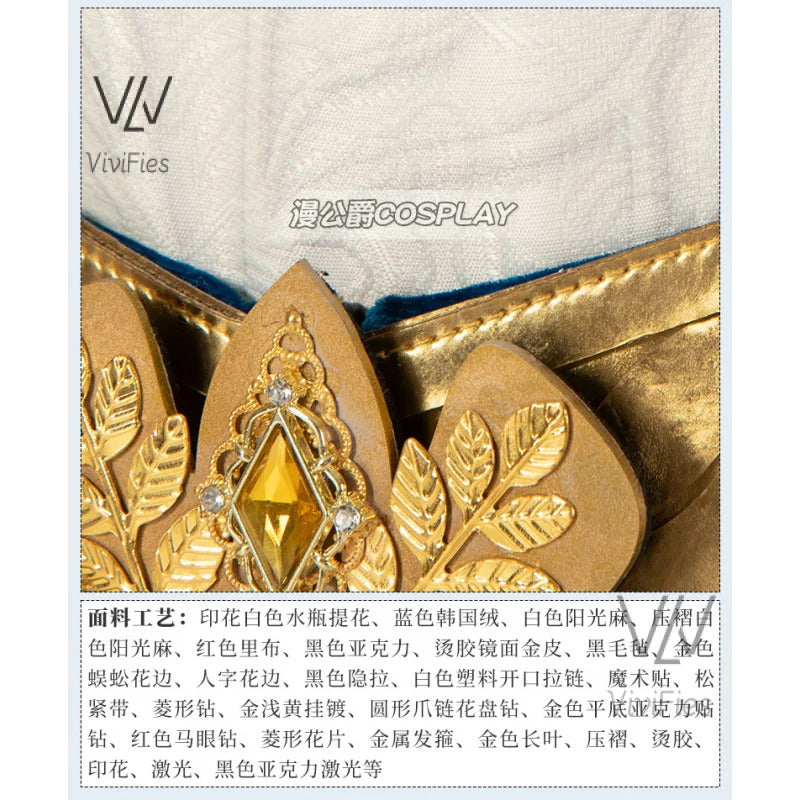 Blue velvet princess dress Zelda cosplay costume woman top skirt outfit full set and wig are sold custom size