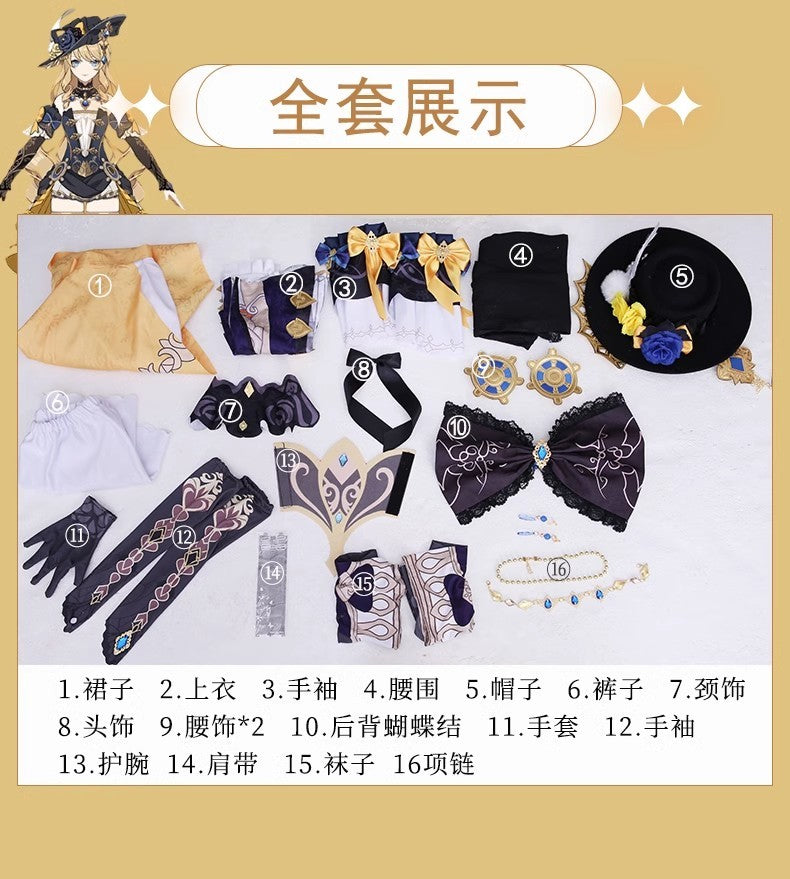 Genshin Impact Navia Cosplay Costumes Navia Caspar Wig Sunglasses Full Set High-end Fancy Dress Women Clothes