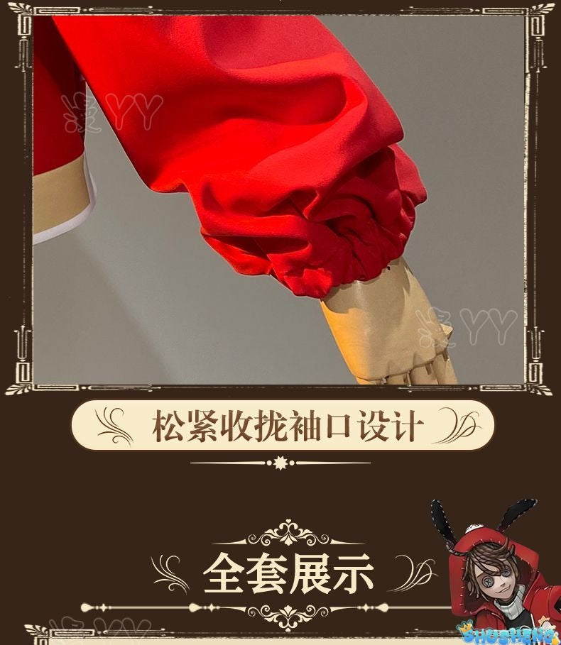 Prisoner Luca Balsa Cosplay Game Identity V Cosplay Costume Red Uniforms Coat Hat Wig Suits Party Play Clothes for Men Women