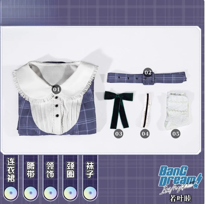 Shusheng-R Wakaba Mutsumi Mortis Cosplay Anime BanG Dream!Costume Sweet Campus JK Uniform Dress Belt Tie Socks Halloween Party Set