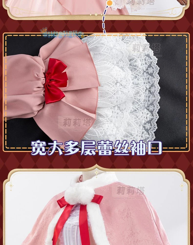 Victoric de Blois Cosplay costume Wig Anise Gosick Pink Dress Maid Lola Uniform Cloak hairpin Halloween Party Girls Women