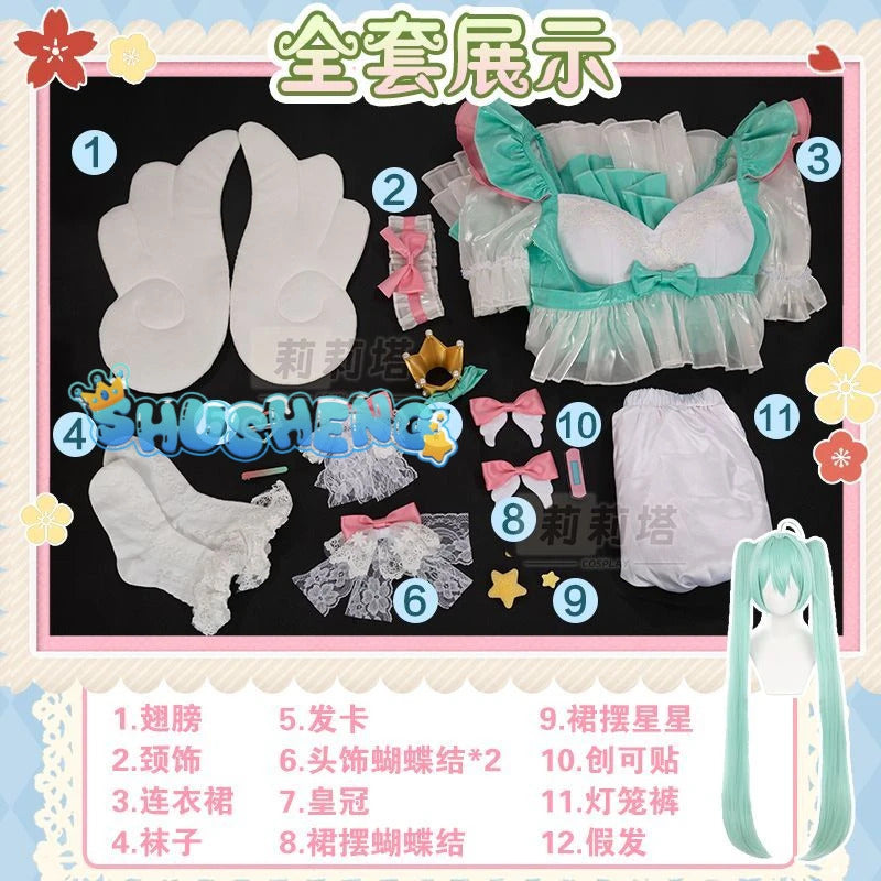 Miku cosplay cute princess Loli dress Miku wig play a full set of dresses for Christmas and Halloween