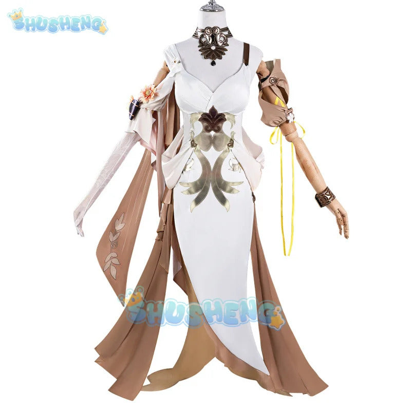 Honkai Star Rail Aglaea Cosplay Costume Dress Headwear Rings Amphoreus The Goldweaver Halloween Party Women Props Carnival