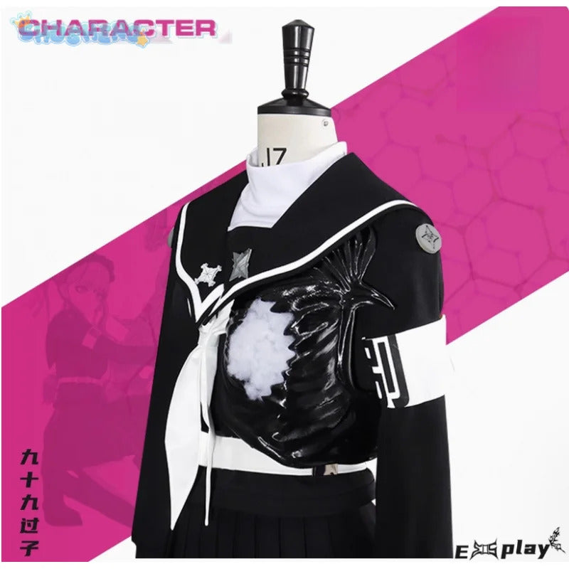 Tsukumo Kako Cosplay The Hundred Line -Last Defense Academy- Costume Halloween Women JK Uniform Coat Short Skirt Belt Tie Set