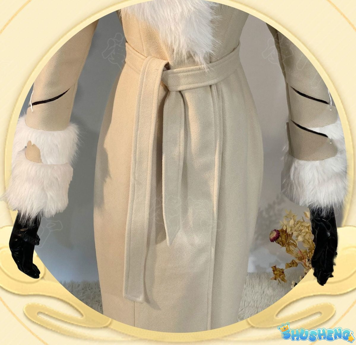 Evelyn Mora Cosplay Game Identity ⅤMs. Farrow Cosplay Costume Woman Coat Scarf Necklace Gloves Outfit Set for Women Clothing